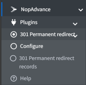 301 permanent redirect navigation menu